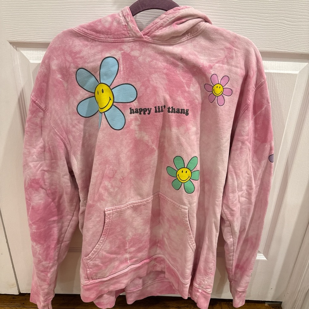 By SammiRyan x Smiley lil happy thang pink tiedye hoodie